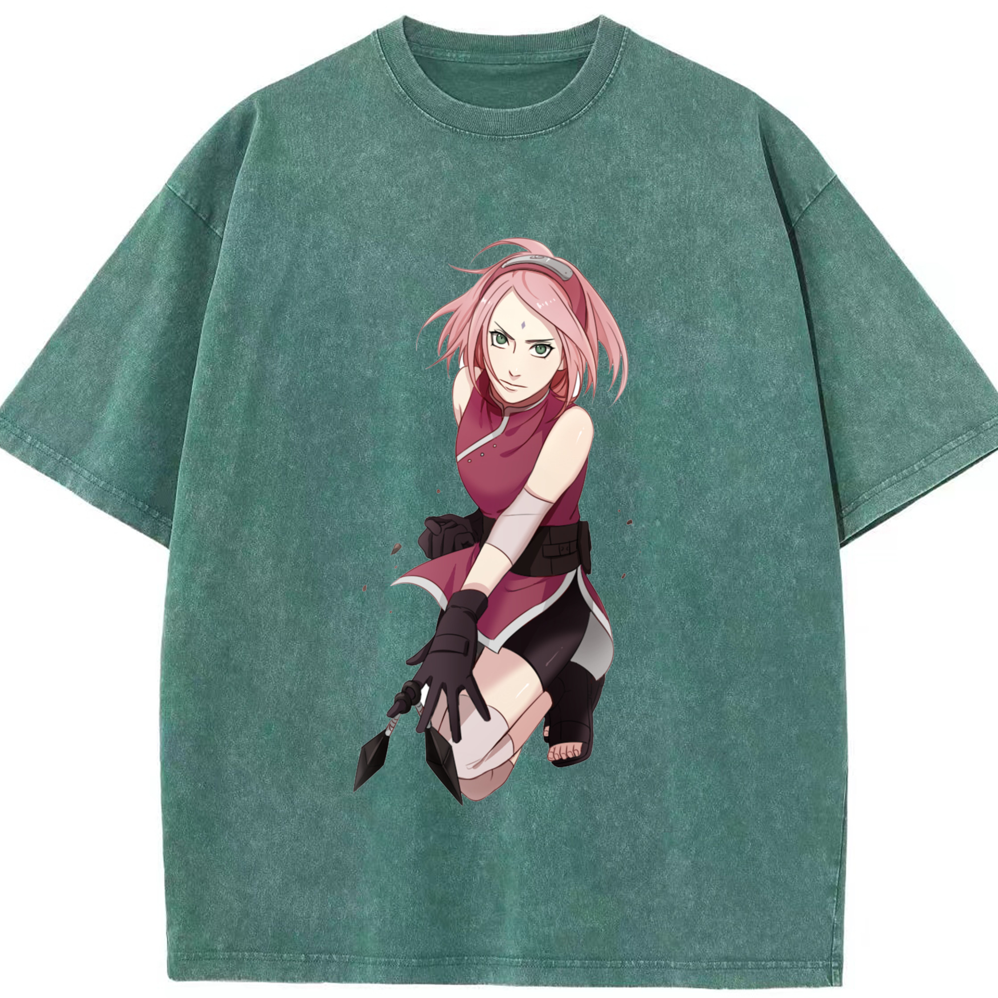 （画像用） NARUTO -ナルト- 春野サクラ Haruno Sakura 綿100% ヴィンテージ風 半袖Tシャツ（フロントプリント）